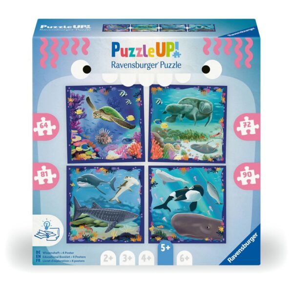 Ravensburger - Puzzle Up animale marine 4 puzzle 64 72 81 90 piese - RVSPC04004