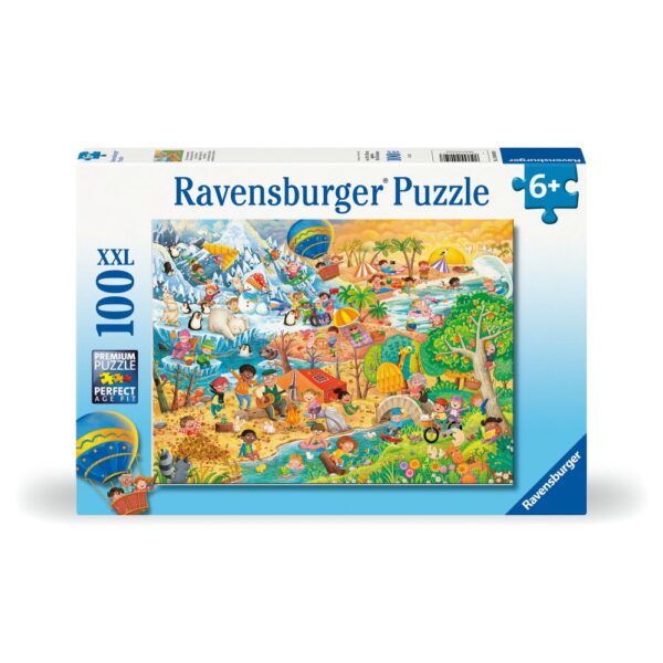 Ravensburger - Puzzle distractia copiilor in cele 4 anotimpuri 100 piese XXL - RVSPC04050