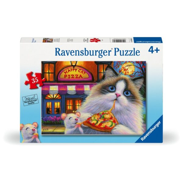 Ravensburger - Puzzle pisica mancand pizza 35 piese - RVSPC04060