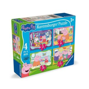 Ravensburger - Puzzle Peppa Pig 4 puzzle in cutie 12 16 20 24 piese - RVSPC04104