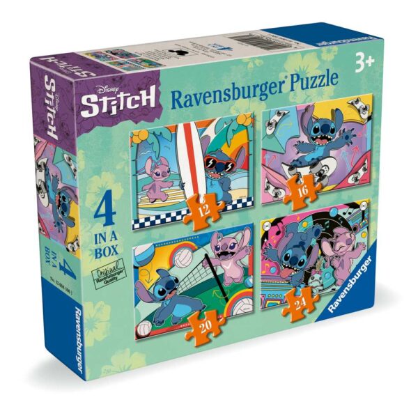 Ravensburger - Puzzle Disney Stitch 4 buc in cutie 12 16 20 24 piese - RVSPC04106