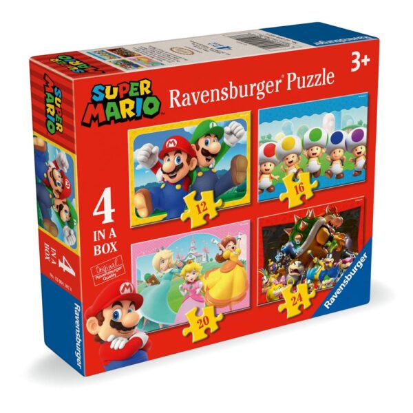 Ravensburger - Puzzle Super Mario 4 buc in cutie 12 16 20 24 piese - RVSPC04107
