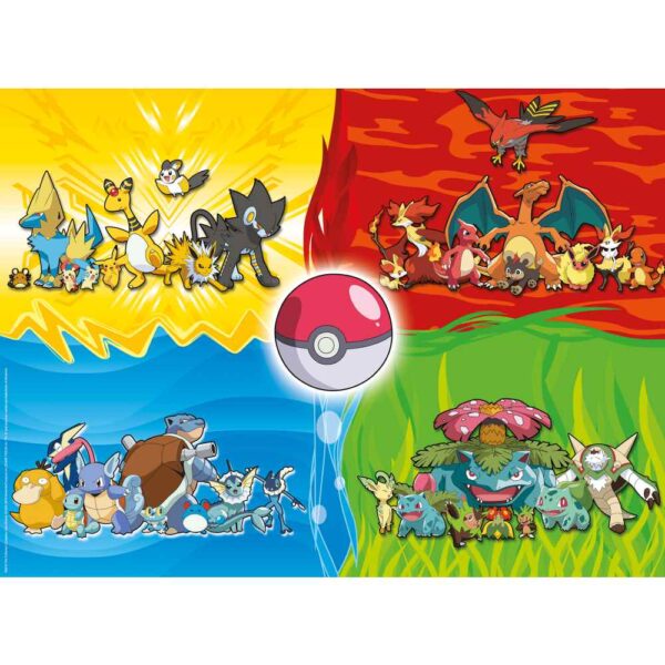 Ravensburger - Puzzle diferite tipuri de Pokemoni 150 piese XXL - RVSPC10035