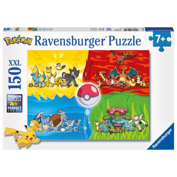 Ravensburger - Puzzle diferite tipuri de Pokemoni 150 piese XXL - RVSPC10035