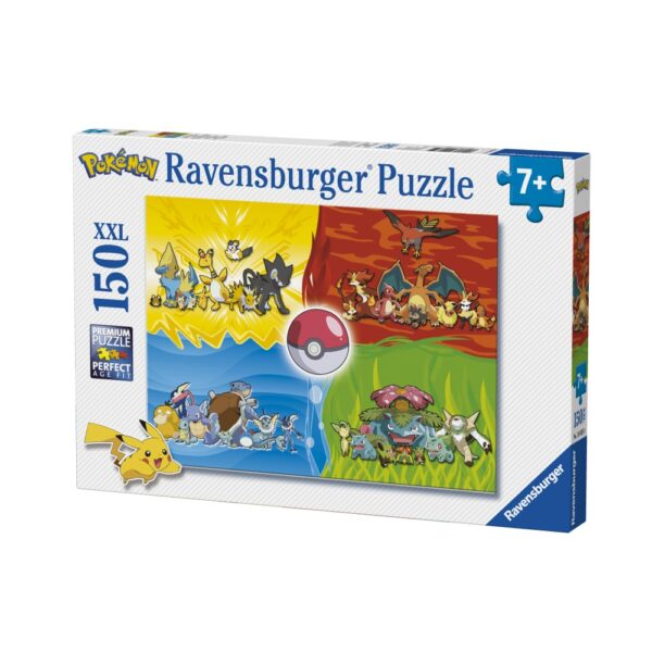 Ravensburger - Puzzle diferite tipuri de Pokemoni 150 piese XXL - RVSPC10035