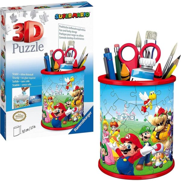 Ravensburger - Puzzle 3D suport pixuri Super Mario 54 piese - RVS3D11255