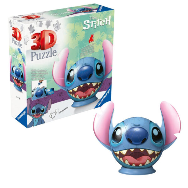 Ravensburger - Puzzle 3D Disney Stitch figurina Stitch cu urechi 72 piese - RVS3D11574