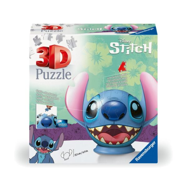 Ravensburger - Puzzle 3D Disney Stitch figurina Stitch cu urechi 72 piese - RVS3D11574