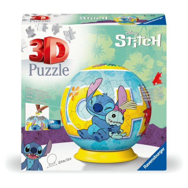 Ravensburger - Puzzle 3D bila Disney Stitch 72 piese - RVS3D11596