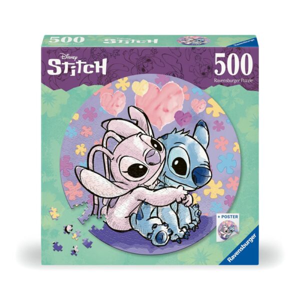 Ravensburger - Puzzle rotund Disney Stitch 500 piese - RVSPA17581