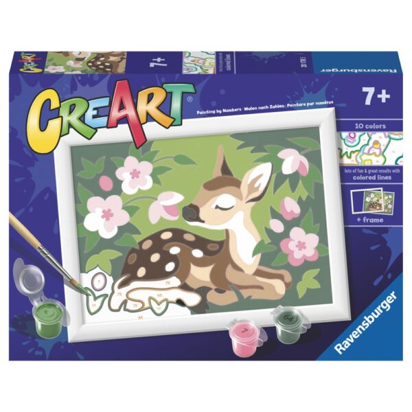 Ravensburger - CreArt pictura pe numere pentru copii pui de caprioara si flori - RVSPBN20178