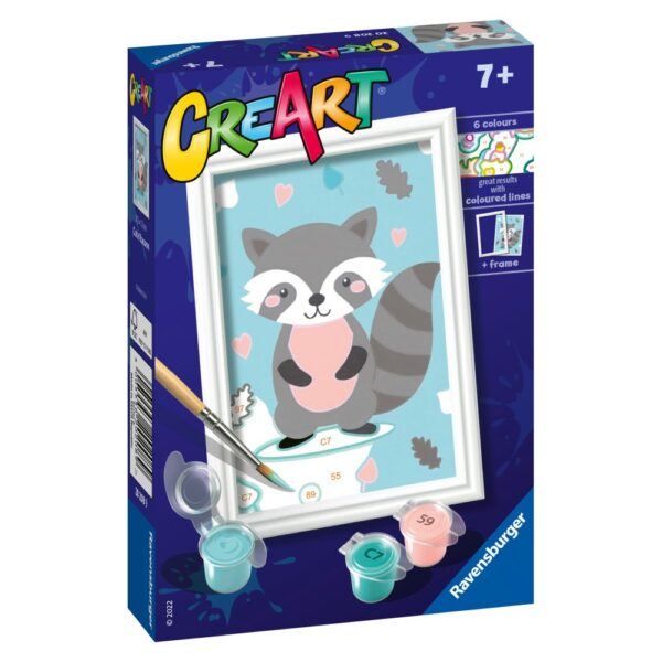 4005556202089_LEFT_3D Ravensburger - CreArt pictura pe numere pentru copii raton dragalas - RVSPBN20208