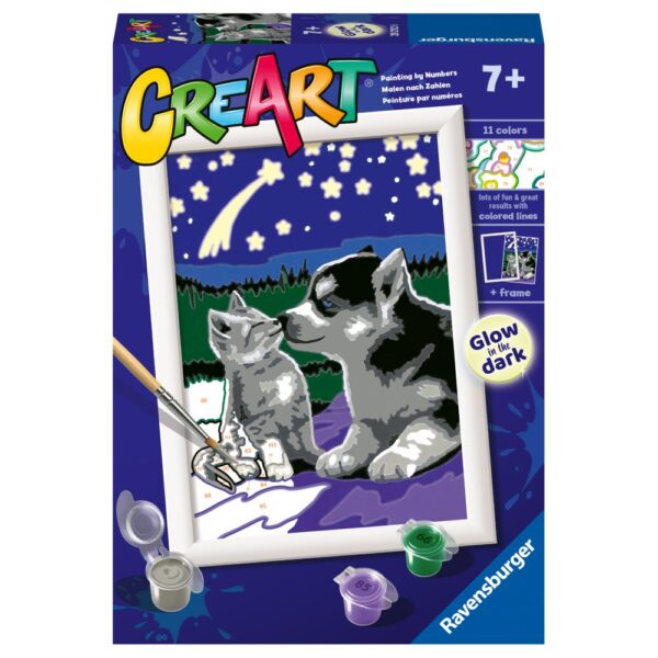 Ravensburger - CreArt pictura pe numere pentru copii prieteni care stralucesc in intuneric - RVSPBN20212