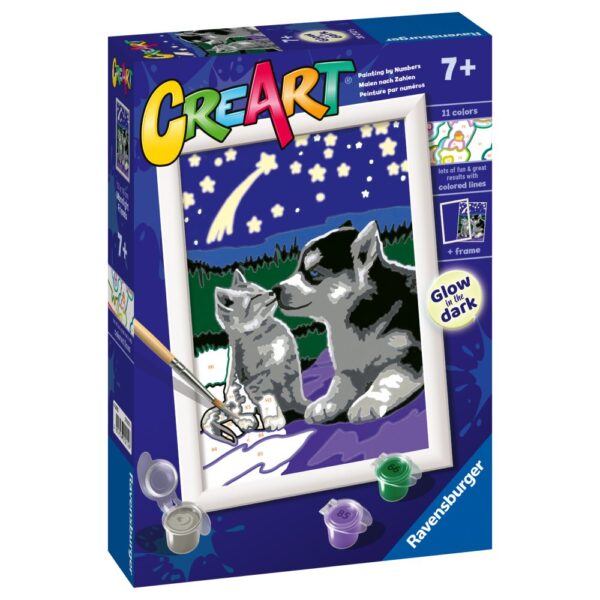 Ravensburger - CreArt pictura pe numere pentru copii prieteni care stralucesc in intuneric - RVSPBN20212