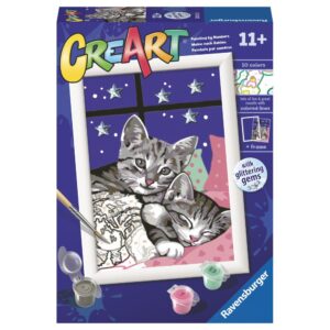 Ravensburger - CreArt pictura pe numere pentru copii pisicute somnoroase cu pietre sclipitoare - RVSPBN20213