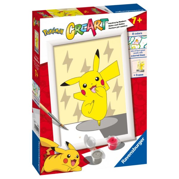 4005556202416_LEFT_3D Ravensburger - CreArt pictura pe numere pentru copii Pickachu - RVSPBN20241