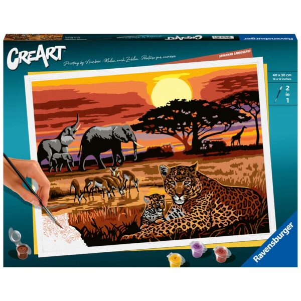 Ravensburger - CreArt pictura pe numere pentru adulti peisaj din savana - RVSPBN23548