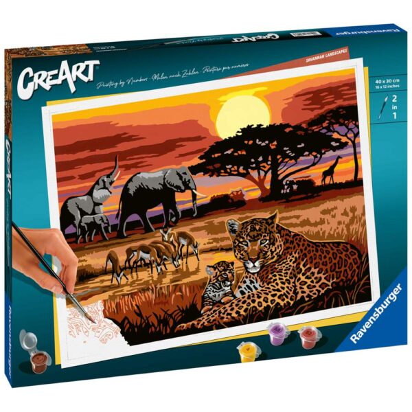 Ravensburger - CreArt pictura pe numere pentru adulti peisaj din savana - RVSPBN23548