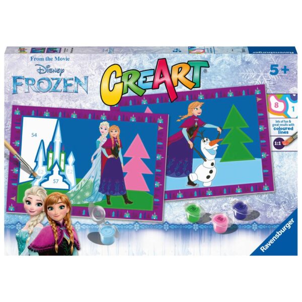 4005556235551_FRONT_3D Ravensburger - CreArt pictura pe numere pentru copii 2 sabloane Disney Frozen - RVSPBN23555