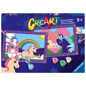 Ravensburger - CreArt pictura pe numere pentru copii 2 sabloane cu unicorni magici - RVSPBN23558