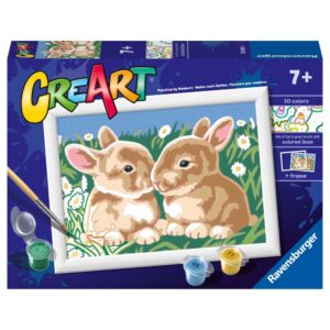 Ravensburger - CreArt pictura pe numere pentru copii iepurasi printre margarete - RVSPBN23563