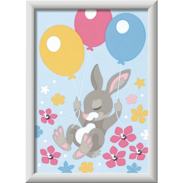 4005556235643_CAT Ravensburger - CreArt pictura pe numere pentru copii iepuras cu baloane si cu pietre sclipitoare - RVSPBN23564