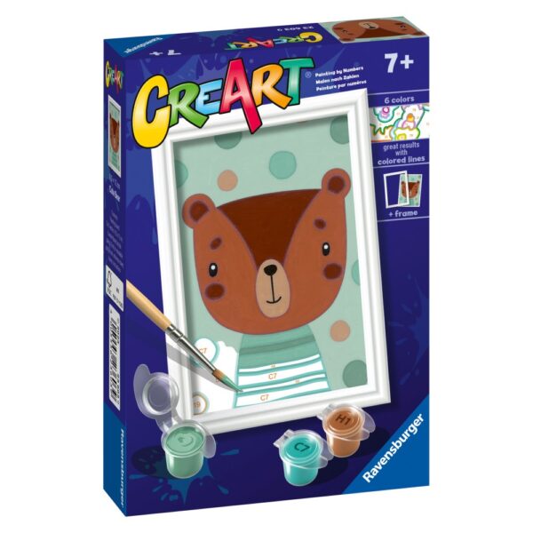 Ravensburger - CreArt pictura pe numere pentru copii ursulet dragut - RVSPBN23603