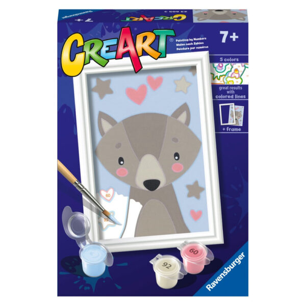 Ravensburger - CreArt pictura pe numere pentru copii lup dragut - RVSPBN23605