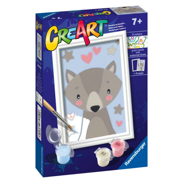 Ravensburger - CreArt pictura pe numere pentru copii lup dragut - RVSPBN23605