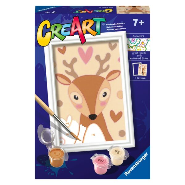 Ravensburger - CreArt pictura pe numere pentru copii cerb dragut - RVSPBN23606