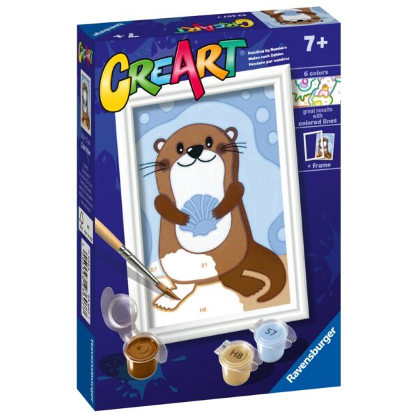 4005556236077_LEFT_3D Ravensburger - CreArt pictura pe numere pentru copii vidra dragalasa - RVSPBN23607