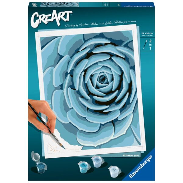4005556236107_FRONT_3D Ravensburger - CreArt pictura pe numere pentru adulti planta suculenta albastra - RVSPBN23610