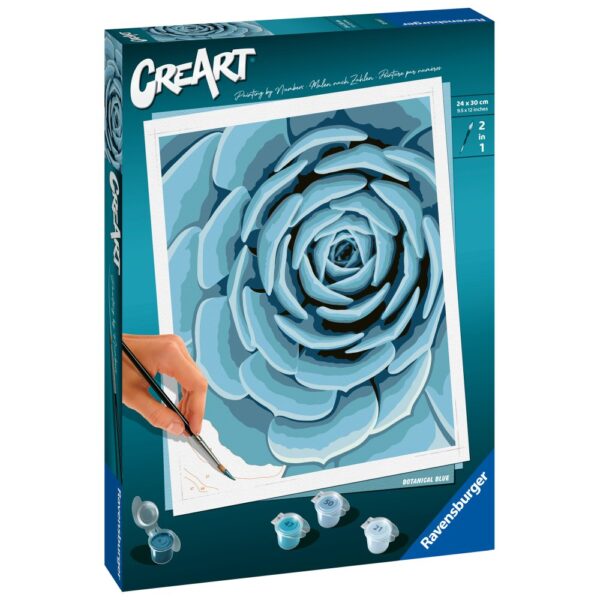 4005556236107_LEFT_3D Ravensburger - CreArt pictura pe numere pentru adulti planta suculenta albastra - RVSPBN23610