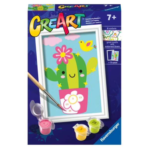 Ravensburger - CreArt pictura pe numere pentru copii cactus in ghiveci - RVSPBN23660