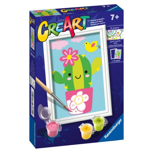 Ravensburger - CreArt pictura pe numere pentru copii cactus in ghiveci - RVSPBN23660