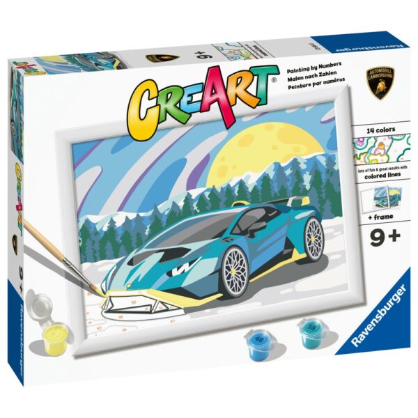 4005556236640_LEFT_3D Ravensburger - CreArt pictura pe numere pentru copii Lamborghini - RVSPBN23664