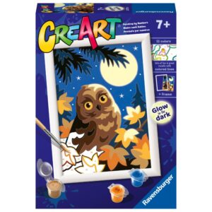 Ravensburger - CreArt pictura pe numere pentru copii bufnita care straluceste in intuneric - RVSPBN23711