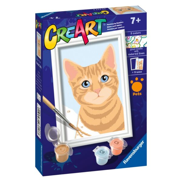 4005556237173_LEFT_3D Ravensburger - CreArt pictura pe numere pentru copii pisicuta portocalie - RVSPBN23717