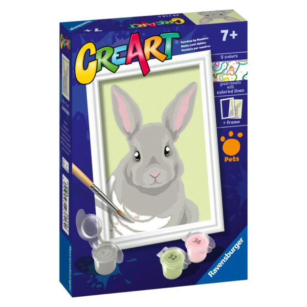 Ravensburger - CreArt pictura pe numere pentru copii iepuras gri - RVSPBN23718