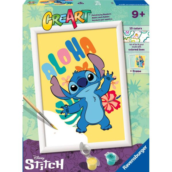 4005556237692_FRONT_3D Ravensburger - CreArt pictura pe numere pentru copii Aloha Disney Stitch - RVSPBN23769