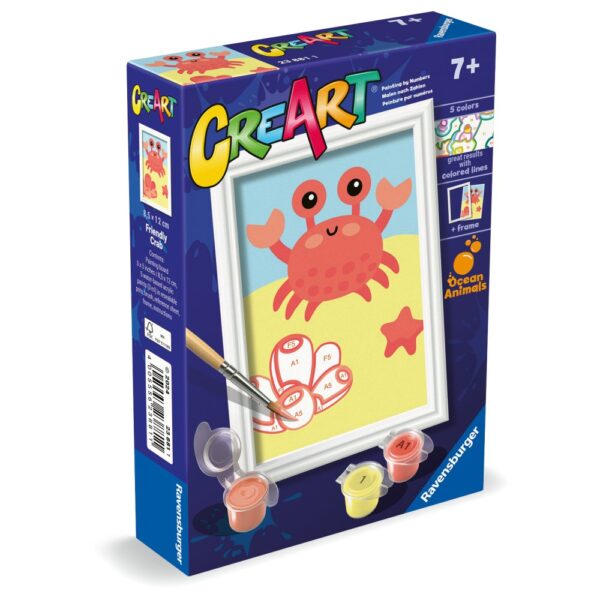 Ravensburger - CreArt pictura pe numere pentru copii crab prietenos - RVSPBN23881