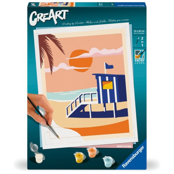 Ravensburger - CreArt pictura pe numere pentru adulti cabana pe plaja - RVSPBN23896