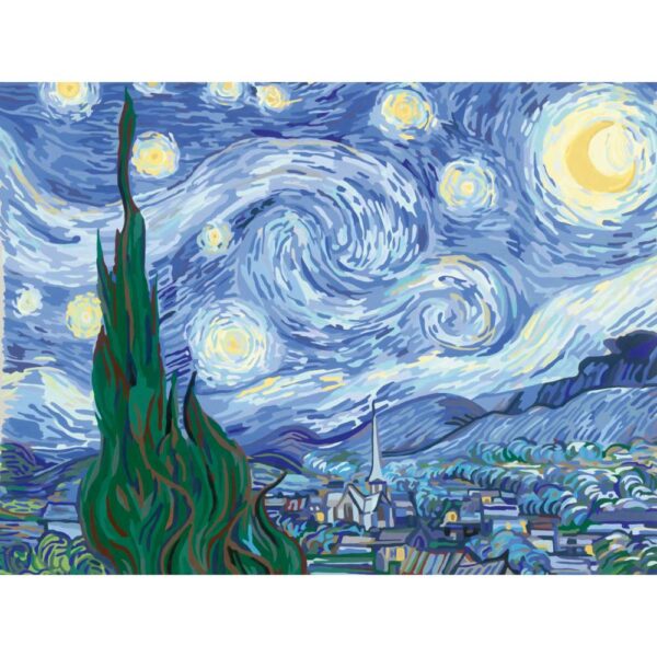 Ravensburger - CreArt pictura pe numere pentru adulti Tablou Canvas Van Gogh noapte instelata - RVSPBN23915
