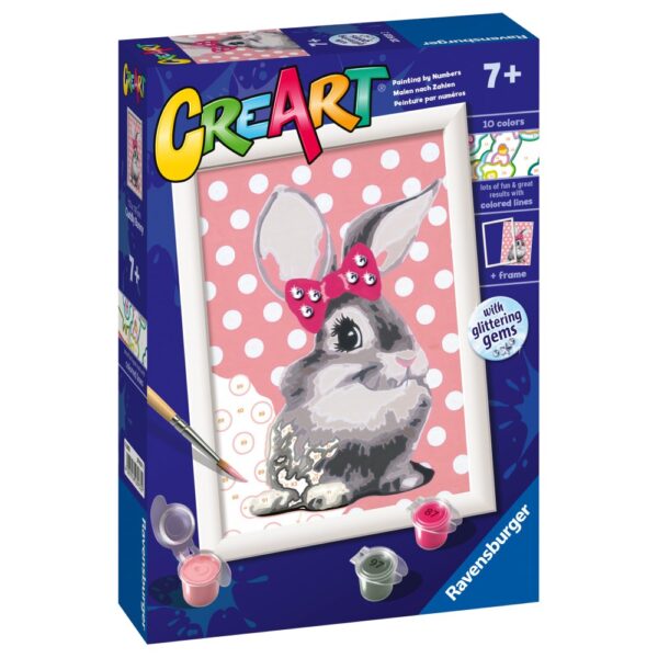 Ravensburger - CreArt pictura pe numere pentru copii iepuras cu funda - RVSPBN28933