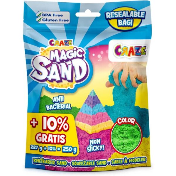 Craze - Nisip kinetic in punguta resigilabila 250 g culori asortate - CRZ41215