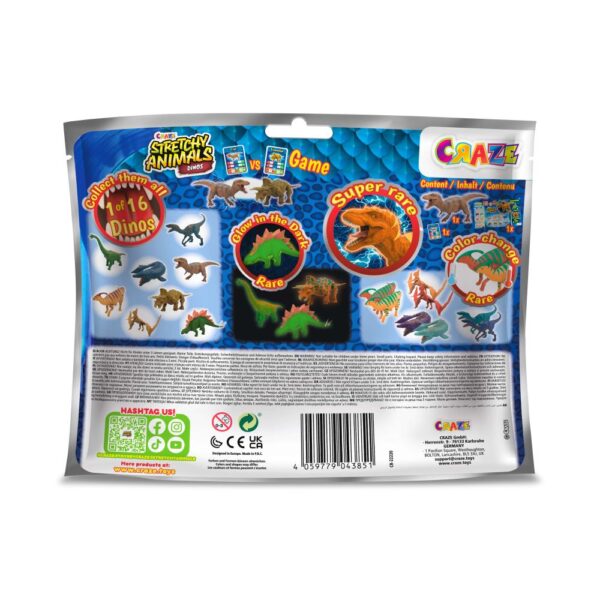 Craze - Figurina elastica Dinozaur cu umplutura speciala si piele elastica - CRZ43851