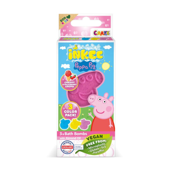 Craze - Bombe de baie Inkee 3 buc asortate in forma de Peppa Pig - CRZ44001