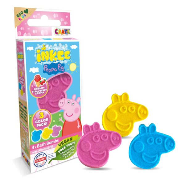 Craze - Bombe de baie Inkee 3 buc asortate in forma de Peppa Pig - CRZ44001