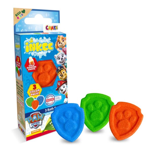 Craze - Bombe de baie Inkee 3 buc asortate in forma de labuta Paw Patrol - CRZ44032