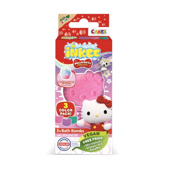 Craze - Bombe de baie Inkee 3 buc asortate in forma de Hello Kitty - CRZ50538